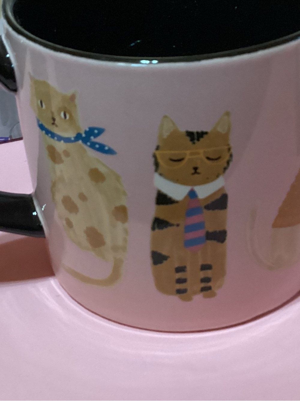 Danica Pink Cat Illustration Mug with Striped-Tie Tabby 14 oz